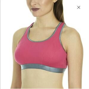 NWT Shock Absorber Hot Pink Gray Cross-Back Sports Bra Women's Size 36C